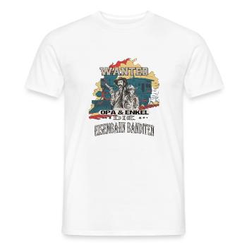 Wanted Wanted Grandpa Grandson Locomotive Western - T-shirt homme - blanc - Devant - AI Model Male 178 dark (178cm)