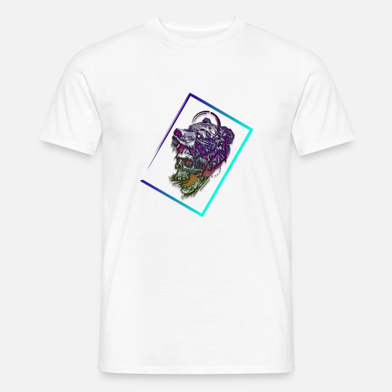 Bär-Skull Bunt - Männer T-Shirt - Weiß