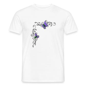 Papillons avec vrilles florales - T-shirt homme - blanc - Devant - AI Model Male 178 dark (178cm)