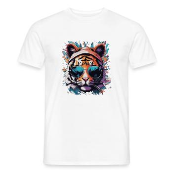 Tiger head with sunglasses - Men's T-Shirt - white - Front - AI Model Male 178 dark (178cm)