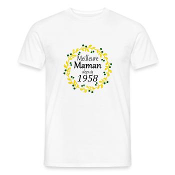 Meilleure Maman depuis 1958 - T-shirt homme - blanc - Devant - AI Model Male 178 dark (178cm)