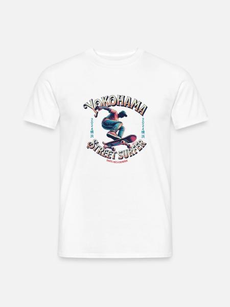 Yokohama Street Surfer - Skate like a Samurai - Men's T-Shirt - white