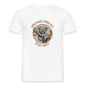 Greetings From OZ! G'Day Mate! - Men's T-Shirt - white - Front - AI Model Male 178 dark (178cm)