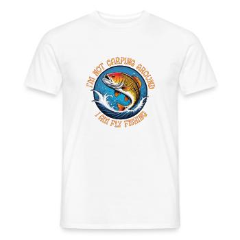 Ich kümmere mich nicht herum, ich fische mit der Fliege - Männer T-Shirt - Weiß - Vorne - AI Model Male 178 dark (178cm)