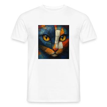 Cubist Cat - Men's T-Shirt - white - Front - AI Model Male 178 dark (178cm)