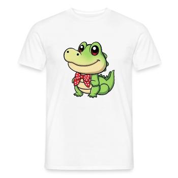 süßes Comic-Krokodil mit roter Krawatte - Männer T-Shirt - Weiß - Vorne - AI Model Male 178 dark (178cm)