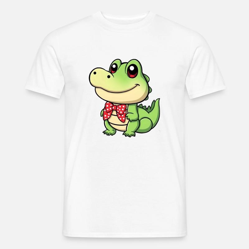 süßes Comic-Krokodil mit roter Krawatte - Männer T-Shirt - Weiß