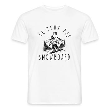 Je peux pas, j'ai Snowboard - T-shirt homme - blanc - Devant - AI Model Male 178 dark (178cm)