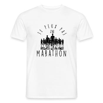 I can't, I have marathon. - Men's T-Shirt - white - Front - AI Model Male 178 dark (178cm)
