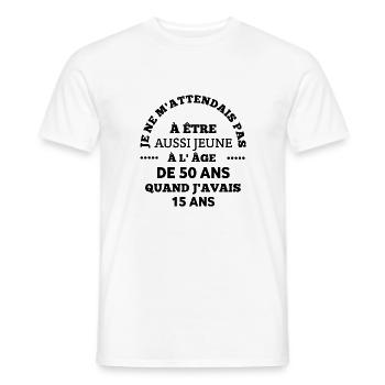 Être jeune - T-shirt homme - blanc - Devant - AI Model Male 178 dark (178cm)