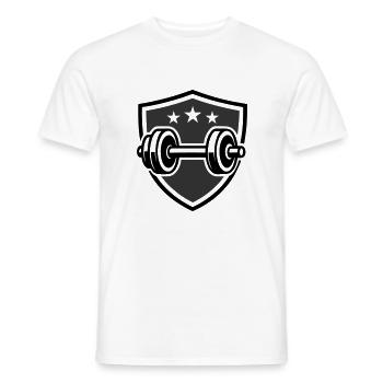 Hantel Gewichte Gym Logo - Männer T-Shirt - Weiß - Vorne - AI Model Male 178 dark (178cm)