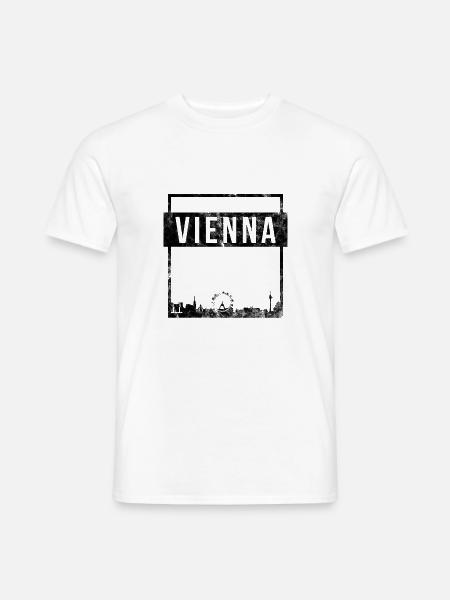 Wien Skyline schwarz - Männer T-Shirt - Weiß