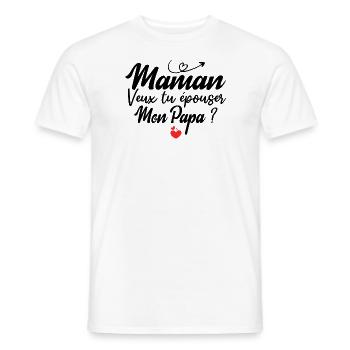 Maman veux tu épouser mon papa? - T-shirt homme - blanc - Devant - AI Model Male 178 dark (178cm)