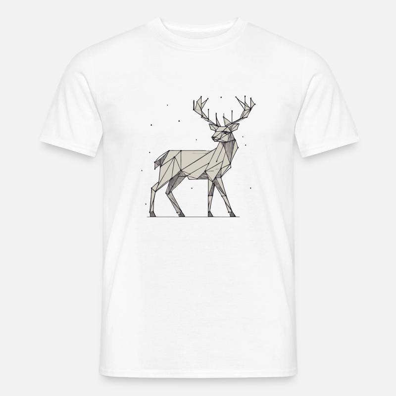 Hirsch 2D grau Schnee - Männer T-Shirt - Weiß