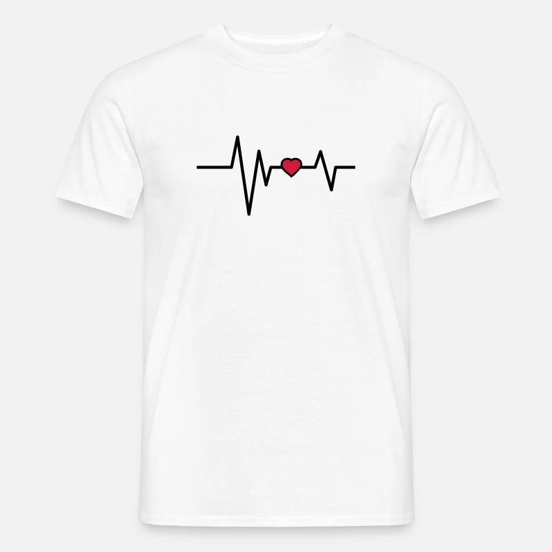 Herzschlag Puls Herz - Männer T-Shirt - Weiß