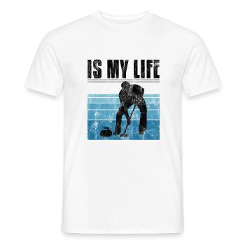 Curling is my life Curler Eisstockschießen Retro - Men's T-Shirt - white - Front - AI Model Male 178 dark (178cm)