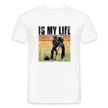 Curling is my life Curler Eisstockschießen Retro - Men's T-Shirt - white - Front - AI Model Male 178 dark (178cm)