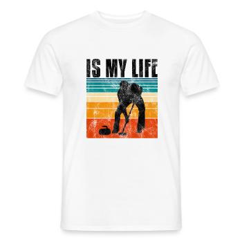 Curling is my life Curler Eisstockschießen Retro - Men's T-Shirt - white - Front - AI Model Male 178 dark (178cm)