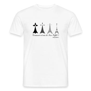 Comment est née la Tour Eiffel ? - T-shirt homme - blanc - Devant - AI Model Male 178 dark (178cm)