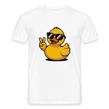 Canard en caoutchouc jaune cool avec lunettes de soleil paix - T-shirt homme - blanc - Devant - AI Model Male 178 dark (178cm)