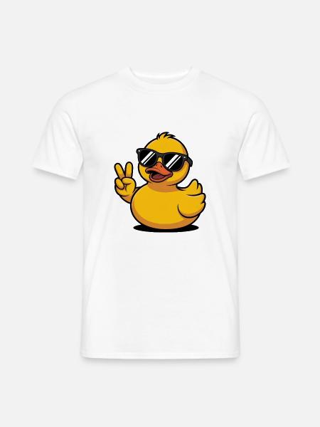 Coole Gelbe Quietscheente mit Sonnenbrille Peace - Männer T-Shirt - Weiß