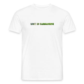 Lost in Cannaverse Typographie à feuilles vertes - T-shirt homme - blanc - Devant - AI Model Male 178 dark (178cm)