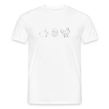 Minimalistische Linienzeichnung Hase, Ei, Huhn - Männer T-Shirt - Weiß - Vorne - AI Model Male 178 dark (178cm)