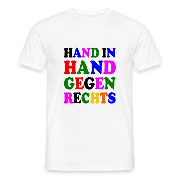 Hand in hand gegen rechts - Männer T-Shirt - Weiß - Vorne - AI Model Male 178 dark (178cm)