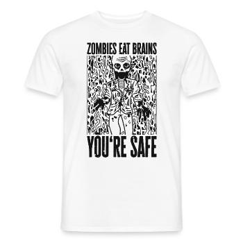Zombies eat brains - Funny zombie saying - Men's T-Shirt - white - Front - AI Model Male 178 dark (178cm)