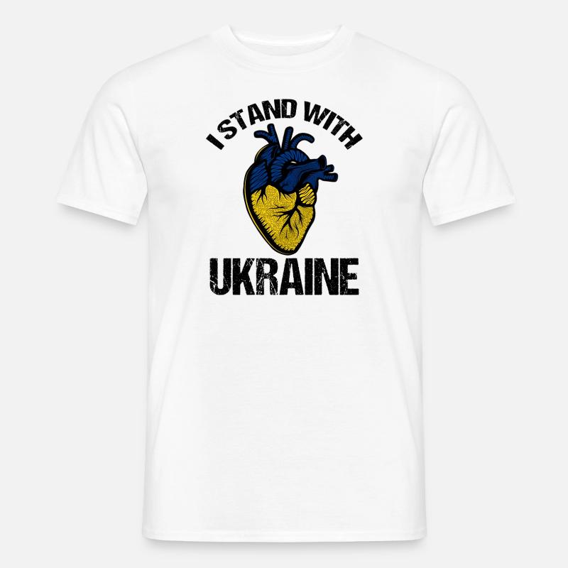 Ich stehe mit der ukrainischen Flagge ukrainisch - Männer T-Shirt - Weiß