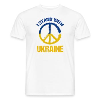 I Stand With Ukraine Peace Symbol Ukrainian - Men's T-Shirt - white - Front - AI Model Male 178 dark (178cm)