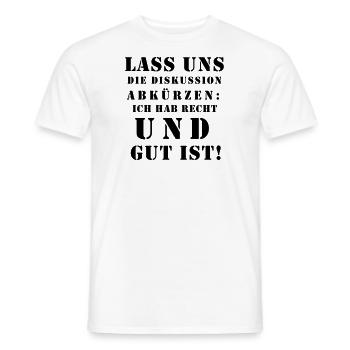 Funny sayings shorten discussion know-it-alls - Men's T-Shirt - white - Front - AI Model Male 178 dark (178cm)