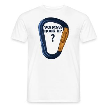 Climbing, altitude rescuer mountaineering, wanna hook up - Men's T-Shirt - white - Front - AI Model Male 178 dark (178cm)