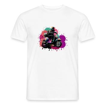 motorcycle, scooter, colorful, painting, splash of color - Men's T-Shirt - white - Front - AI Model Male 178 dark (178cm)