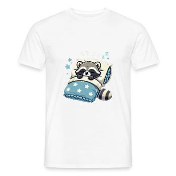 Raccoon Sleeping In Bed At Night Time - Männer T-Shirt - Weiß - Vorne - AI Model Male 178 dark (178cm)