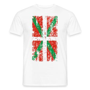Worn Basque Country flag. Ikurriña. - Men's T-Shirt - white - Front - AI Model Male 178 dark (178cm)