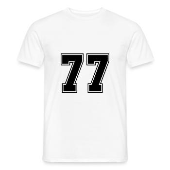 77 Zahl Trikot - Männer T-Shirt - Weiß - Vorne - AI Model Male 178 dark (178cm)