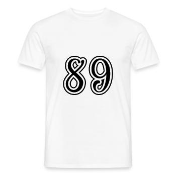 89 Number number - Men's T-Shirt - white - Front - AI Model Male 178 dark (178cm)