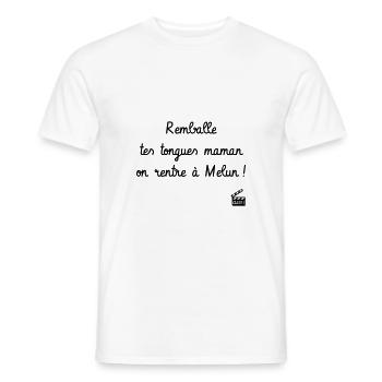 Remballe tes tongues maman, on rentre à Melun ! - T-shirt homme - blanc - Devant - AI Model Male 178 dark (178cm)