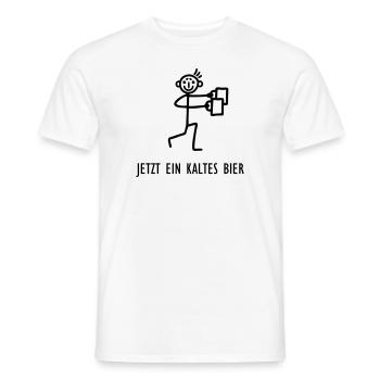 Strichmännchen - Kaltes Bier - Männer T-Shirt - Weiß - Vorne - AI Model Male 178 dark (178cm)