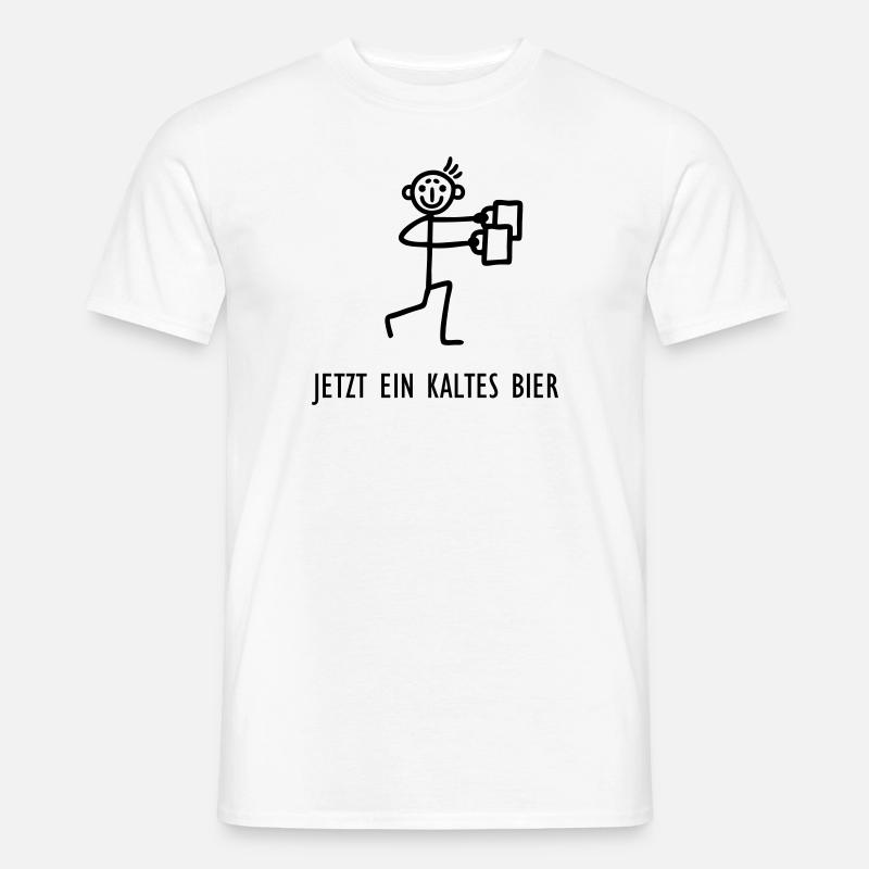 Strichmännchen - Kaltes Bier - Männer T-Shirt - Weiß