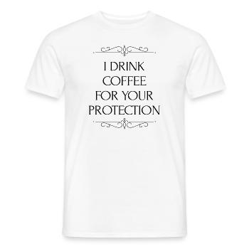 Je bois du café pour votre protection - T-shirt homme - blanc - Devant - AI Model Male 178 dark (178cm)