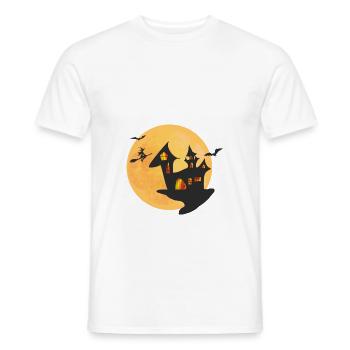 Halloween Shirt mit einer Hexe und Hexenhaus - Männer T-Shirt - Weiß - Vorne - AI Model Male 178 dark (178cm)