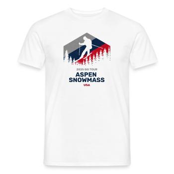 Aspen Snowmass, USA 2025 Ski Tour Clothing - Men's T-Shirt - white - Front - AI Model Male 178 dark (178cm)