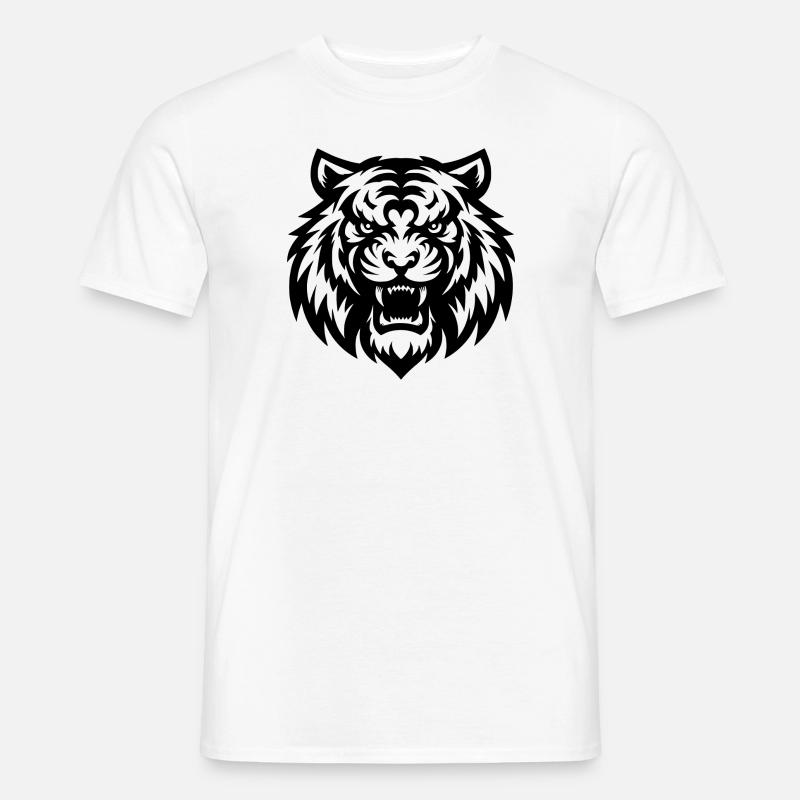 Angry Tiger Design - Männer T-Shirt - Weiß