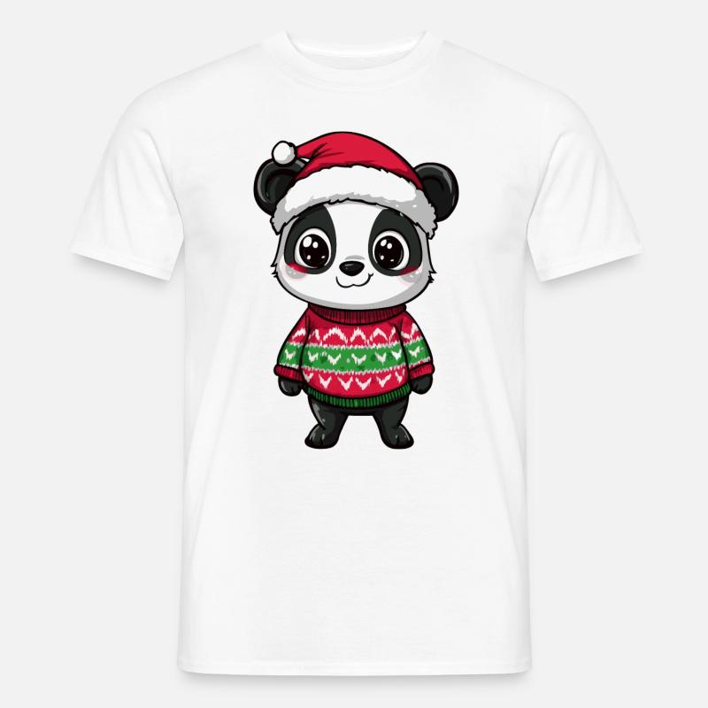 Panda Weihnachten Comic - Männer T-Shirt - Weiß