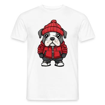 Bouledogue Chien Hiver - T-shirt homme - blanc - Devant - AI Model Male 178 dark (178cm)