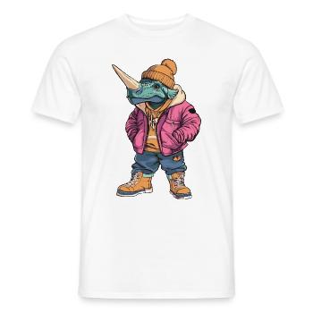 Dinosaurier triceratops Lustig Winter - Männer T-Shirt - Weiß - Vorne - AI Model Male 178 dark (178cm)