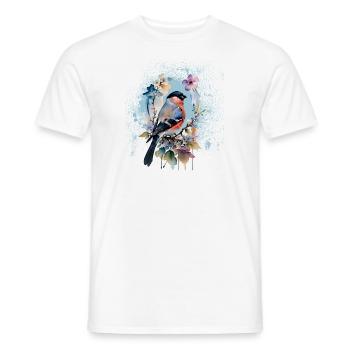 vogel,fink,aquarell,wildblumen,blumen - Männer T-Shirt - Weiß - Vorne - AI Model Male 178 dark (178cm)