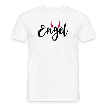 Kleiner Engel + Teufel Hörner launisch lieb frech - Männer T-Shirt - Weiß - Vorne - AI Model Male 178 dark (178cm)